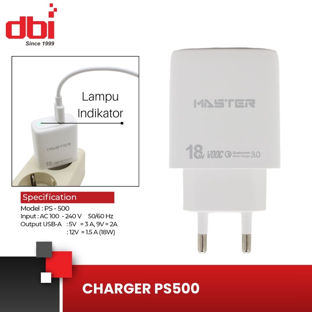 CHARGER 1 USB 18W MASTER LITE PS500 - Gambar 2
