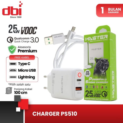 CHARGER 1USB+1PD 25W MASTER LITE PS510
