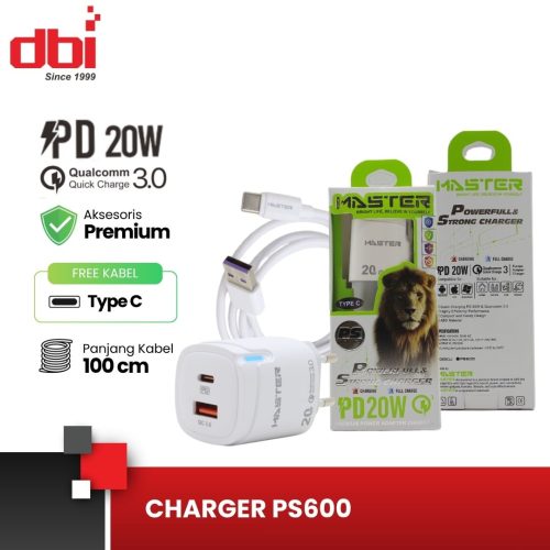 CHARGER 1USB+1PD 20W TYPE C MASTER PS600