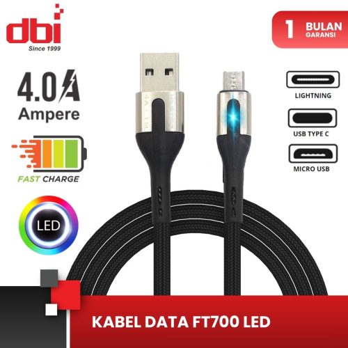 KABEL DATA IPHONE LED 4A MASTER FT700