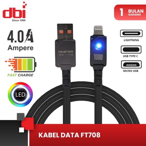 KABEL DATA TYPE C LED F/C 4A MASTER FT708
