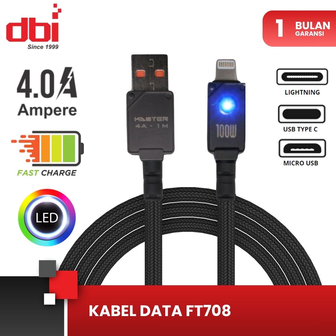 KABEL DATA TYPE C LED F/C 4A MASTER FT708
