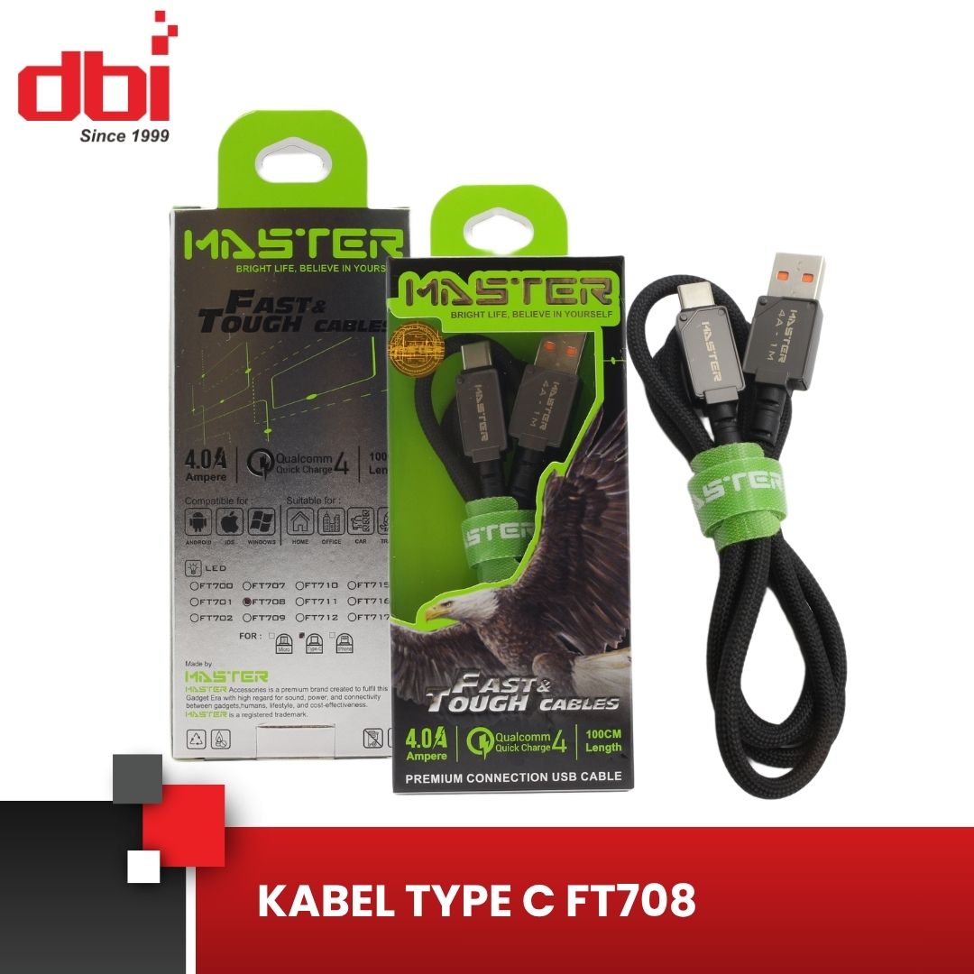 KABEL DATA TYPE C LED F/C 4A MASTER FT708 - Gambar 5