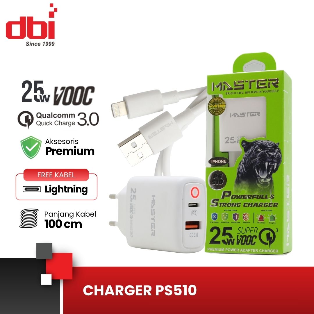 CHARGER 1USB+1PD 25W IPHONE MASTER PS510
