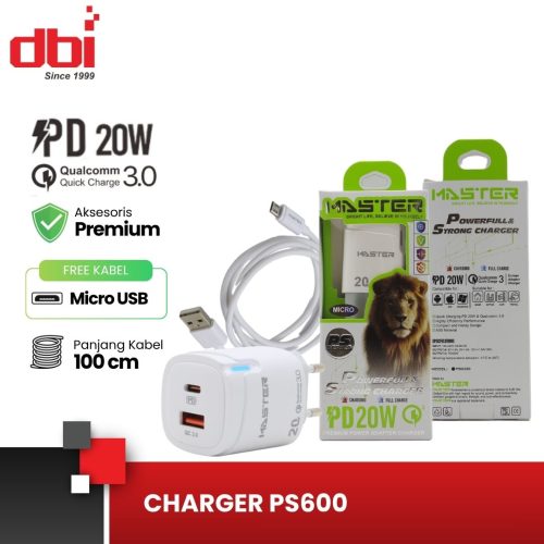CHARGER 1USB+1PD 20W MICRO MASTER PS600
